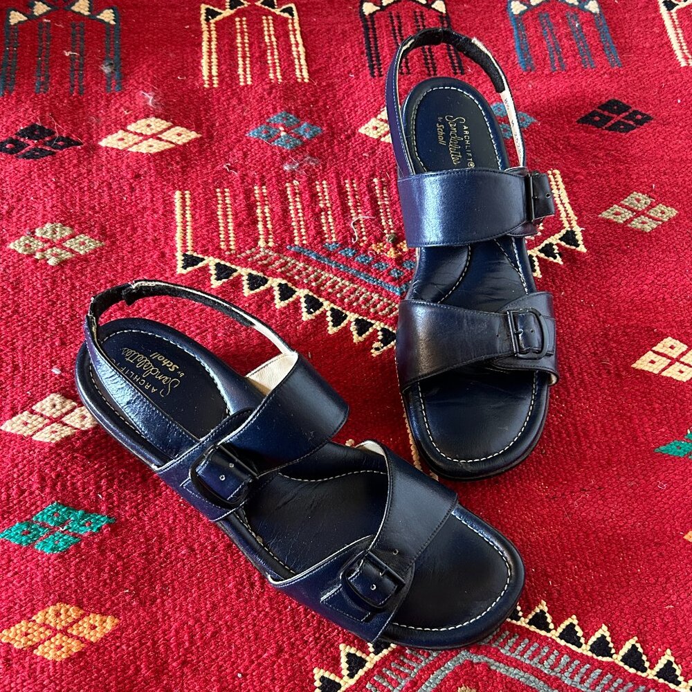 Vintage '60s Navy Dr. Scholl "Sandalettes" Sandals (8.5)